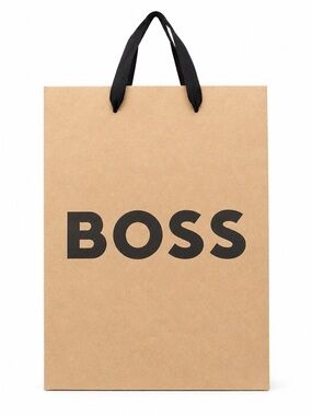 BOSS Men's Paper Tote Bag in Brown with Black Handles Gift bag